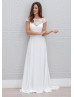 Ivory Lace Chiffon Keyhole Back Beach Wedding Dress